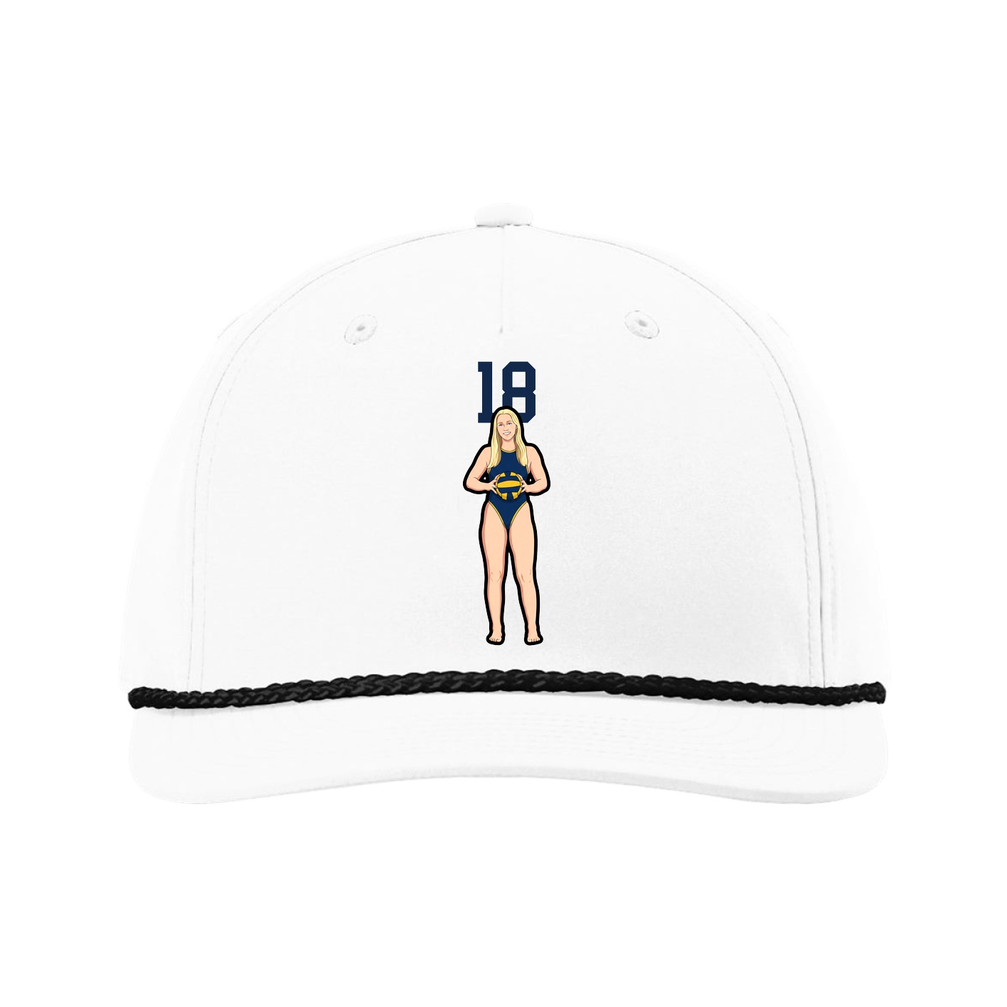 Five-Panel Classic Rope Cap — Number Top in White