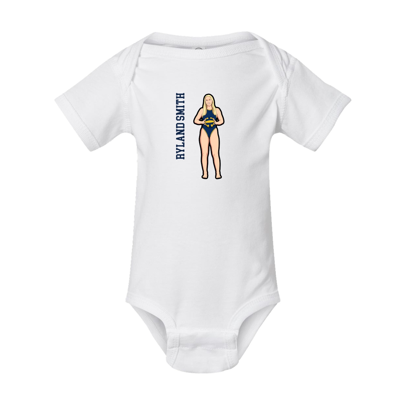 Baby Onesie — Name Vertical in White