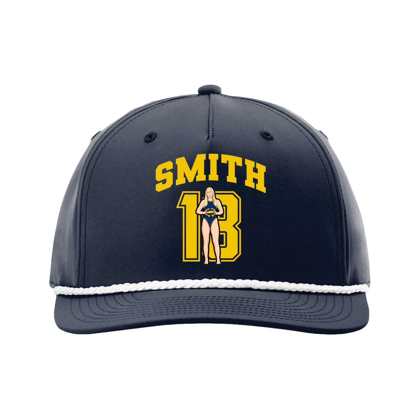 Five-Panel Classic Rope Cap — Number in Navy
