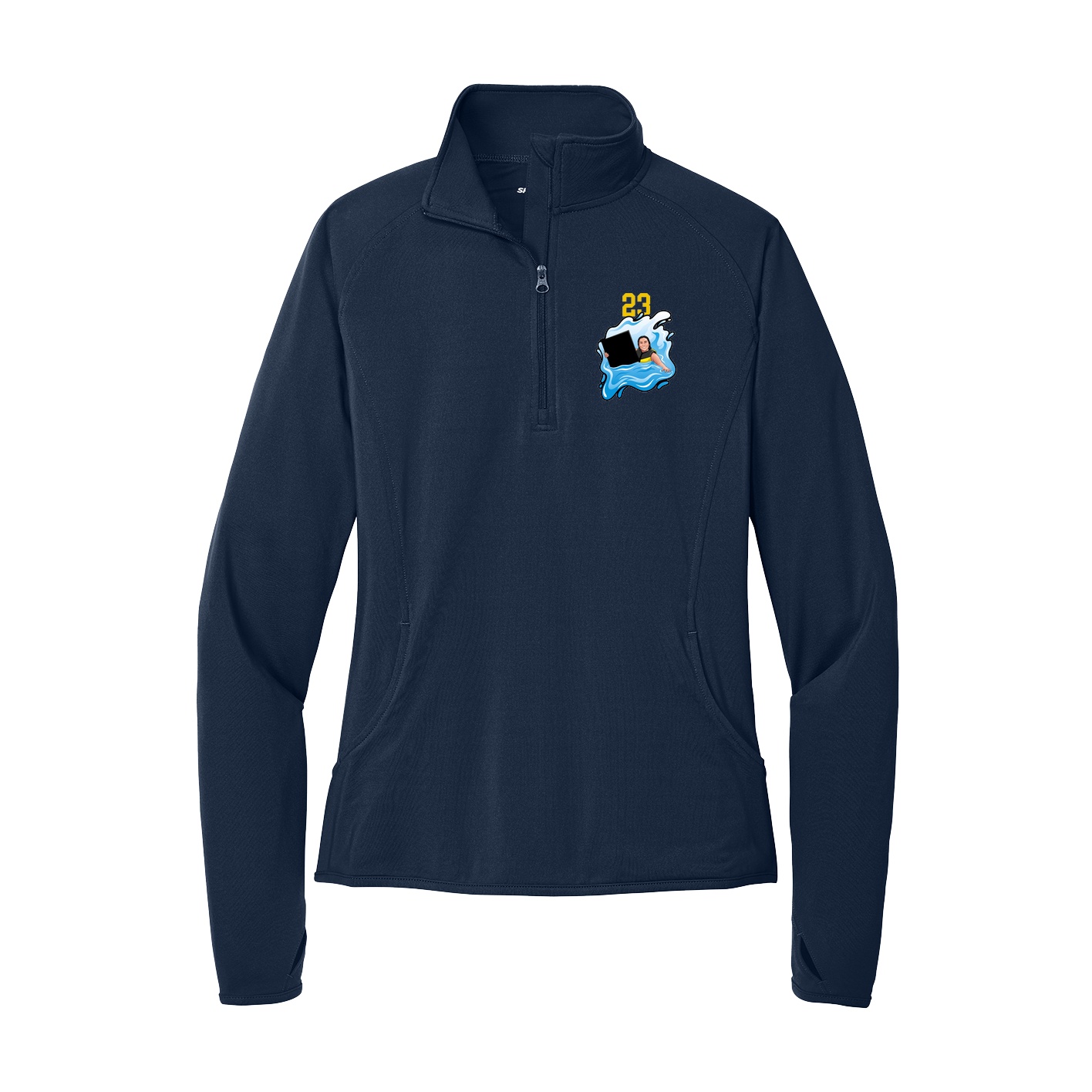 Women's Q-Zip Pullover — Number Top in Navy