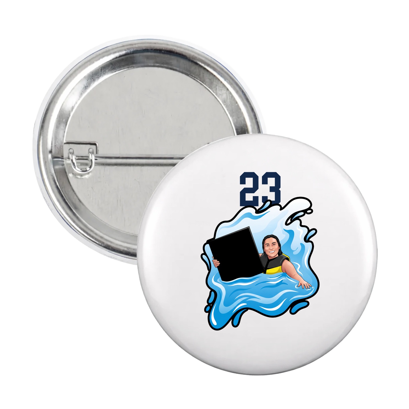 Game Day Button — Number Top in White