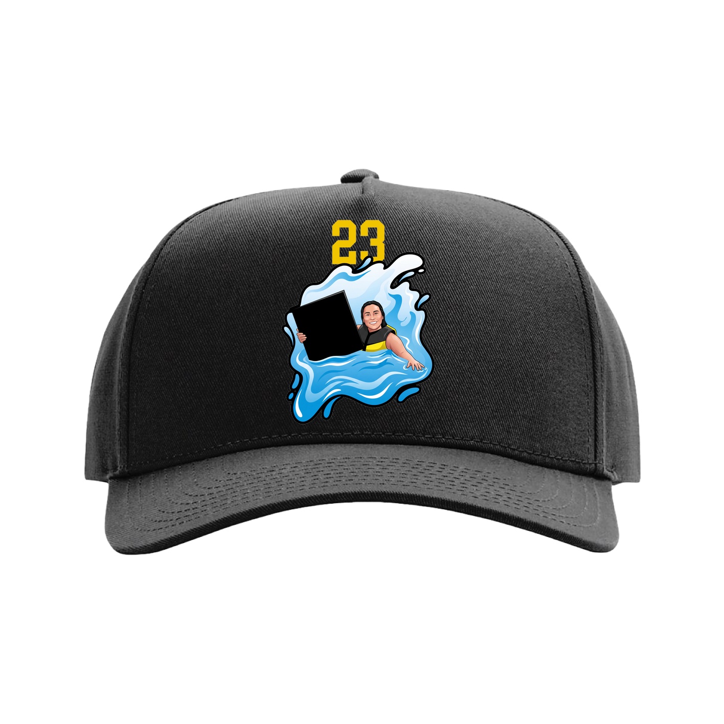 Full Fabric Five-Panel Champ Cap — Number Top in Black