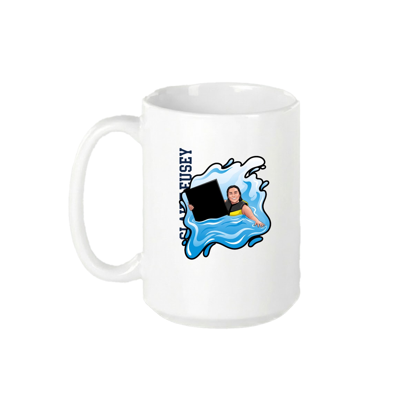 15oz Coffee Mug — Name Vertical in White