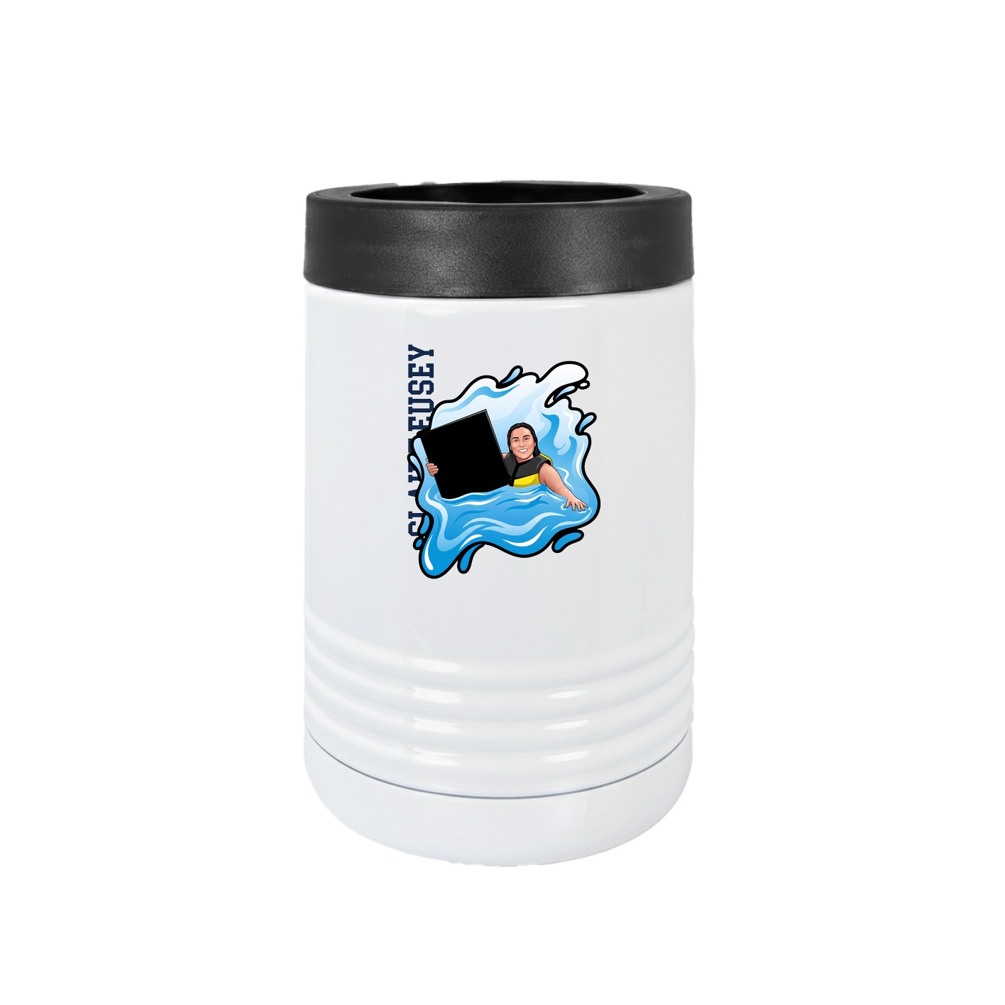 Beverage Holder — Name Vertical in White