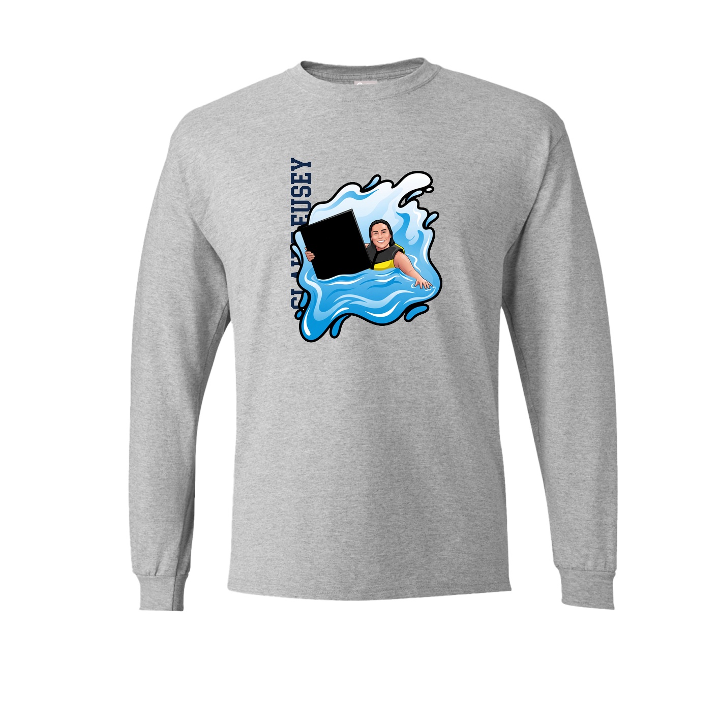 Long Sleeve Tee — Name Vertical in Grey