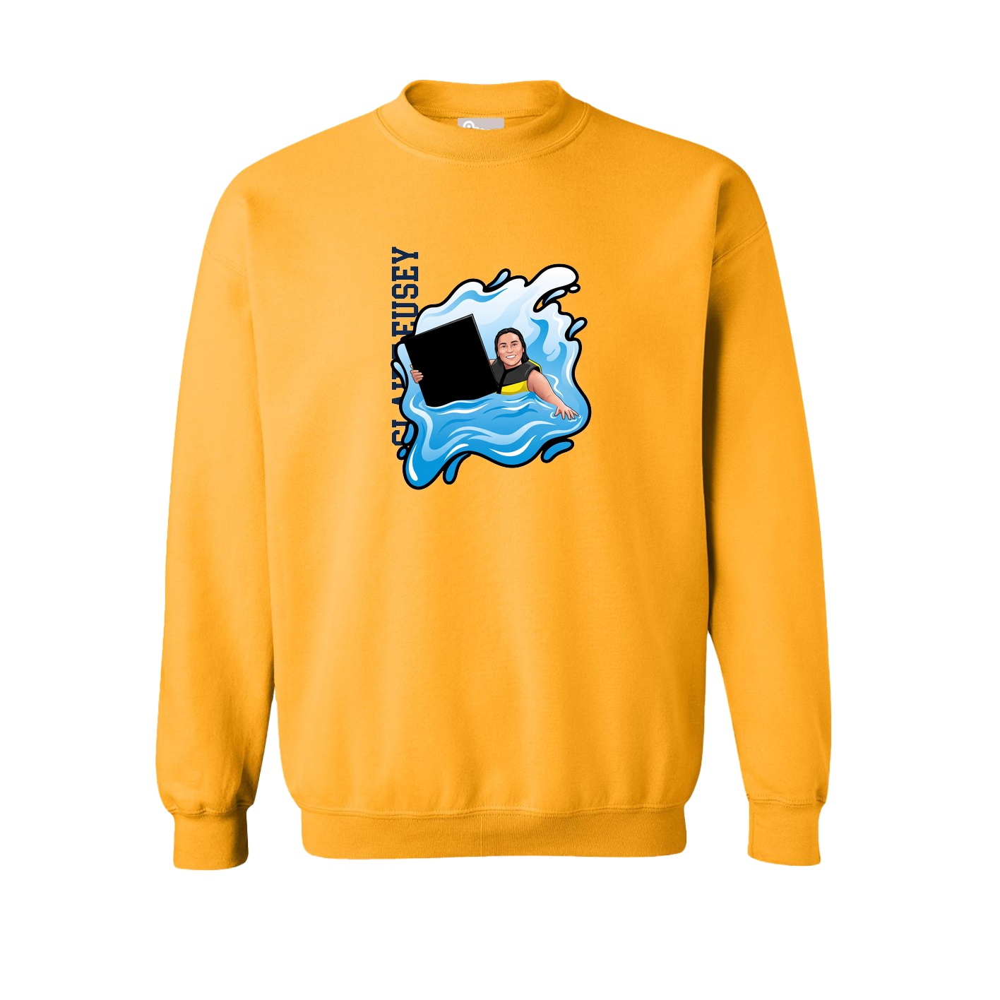 Fleece Crew — Name Vertical in Gold