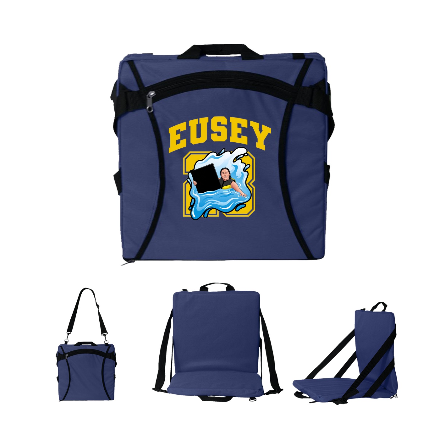Folding Stadium Seat — Number in Navy