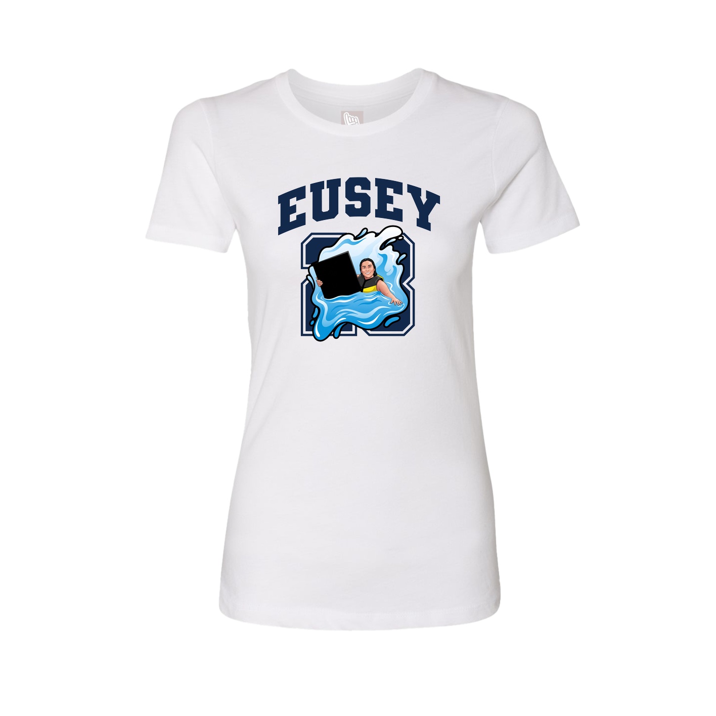 Fitted Women's Tee — Number in White
