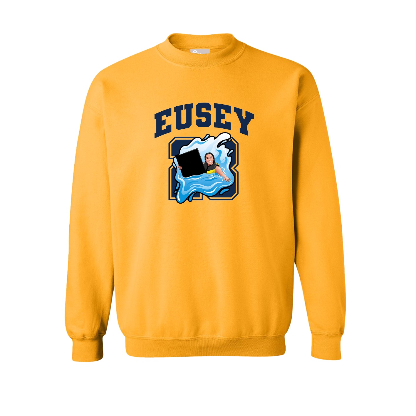 Fleece Crew — Number in Gold