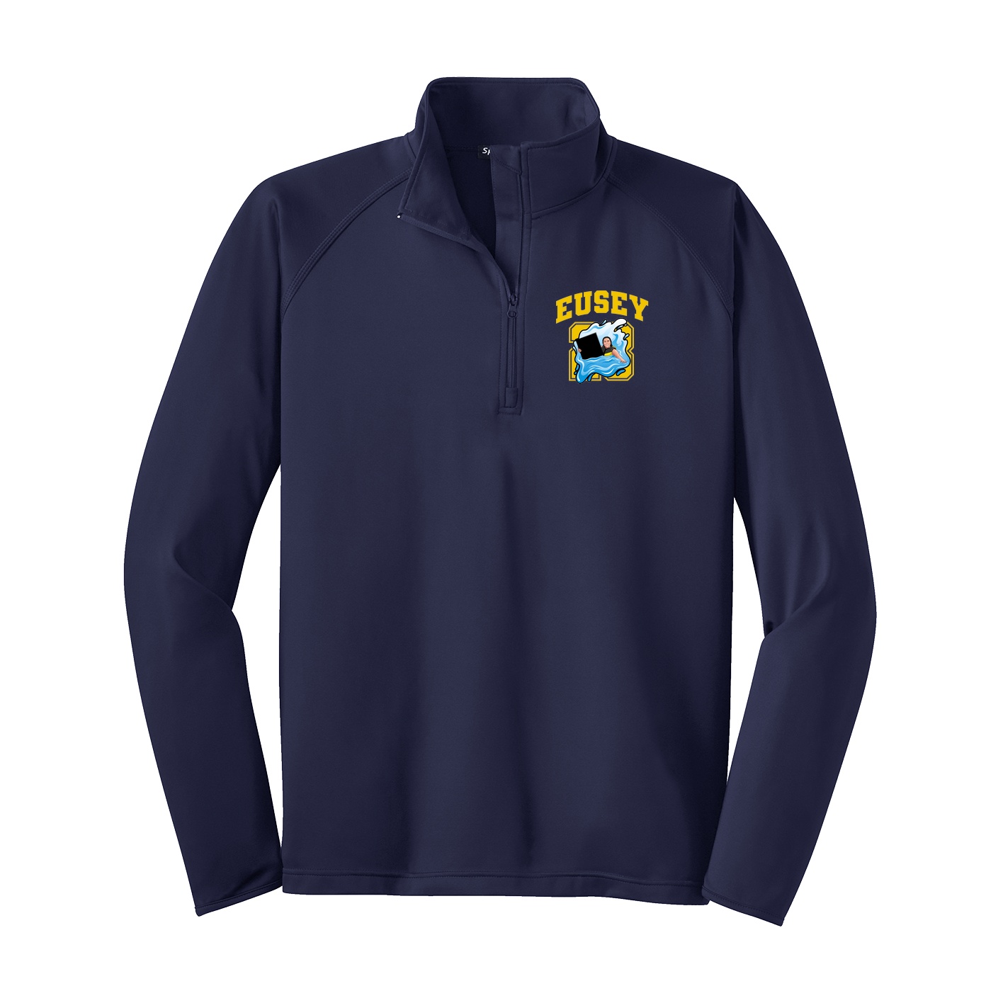 Q-Zip Pullover — Number in Navy