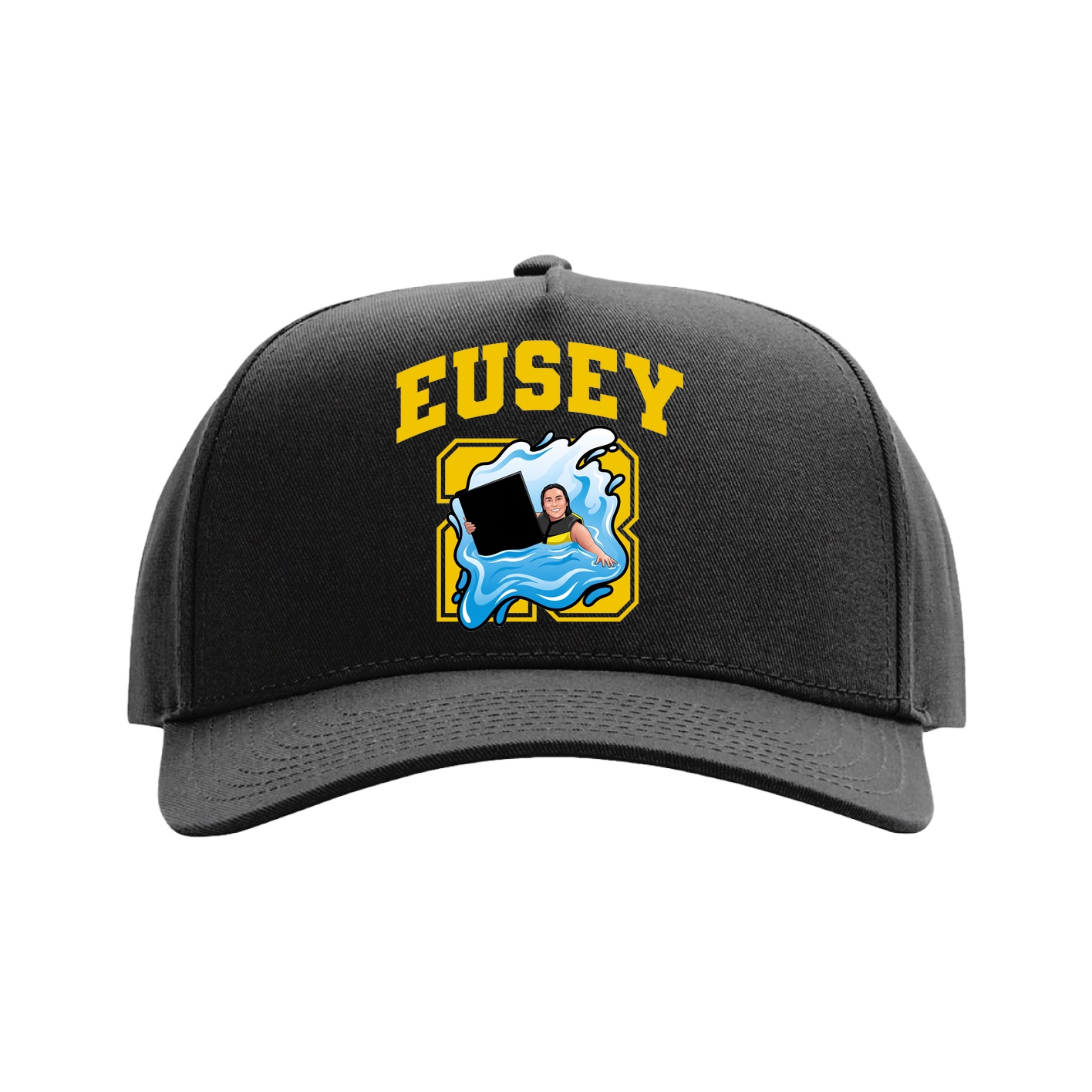 Full Fabric Five-Panel Champ Cap — Number in Black