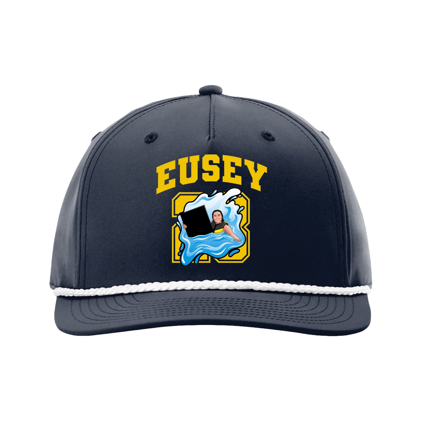 Five-Panel Classic Rope Cap — Number in Navy