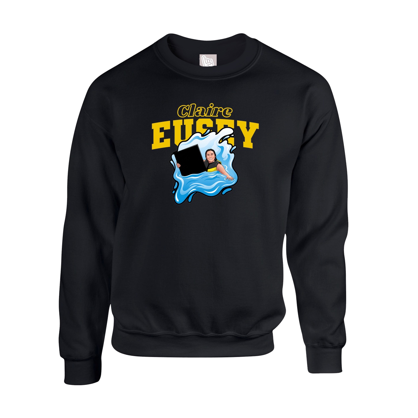 Fleece Crew — Name Arch in Black
