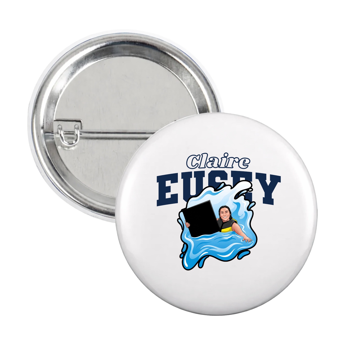 Game Day Button — Name Arch in White
