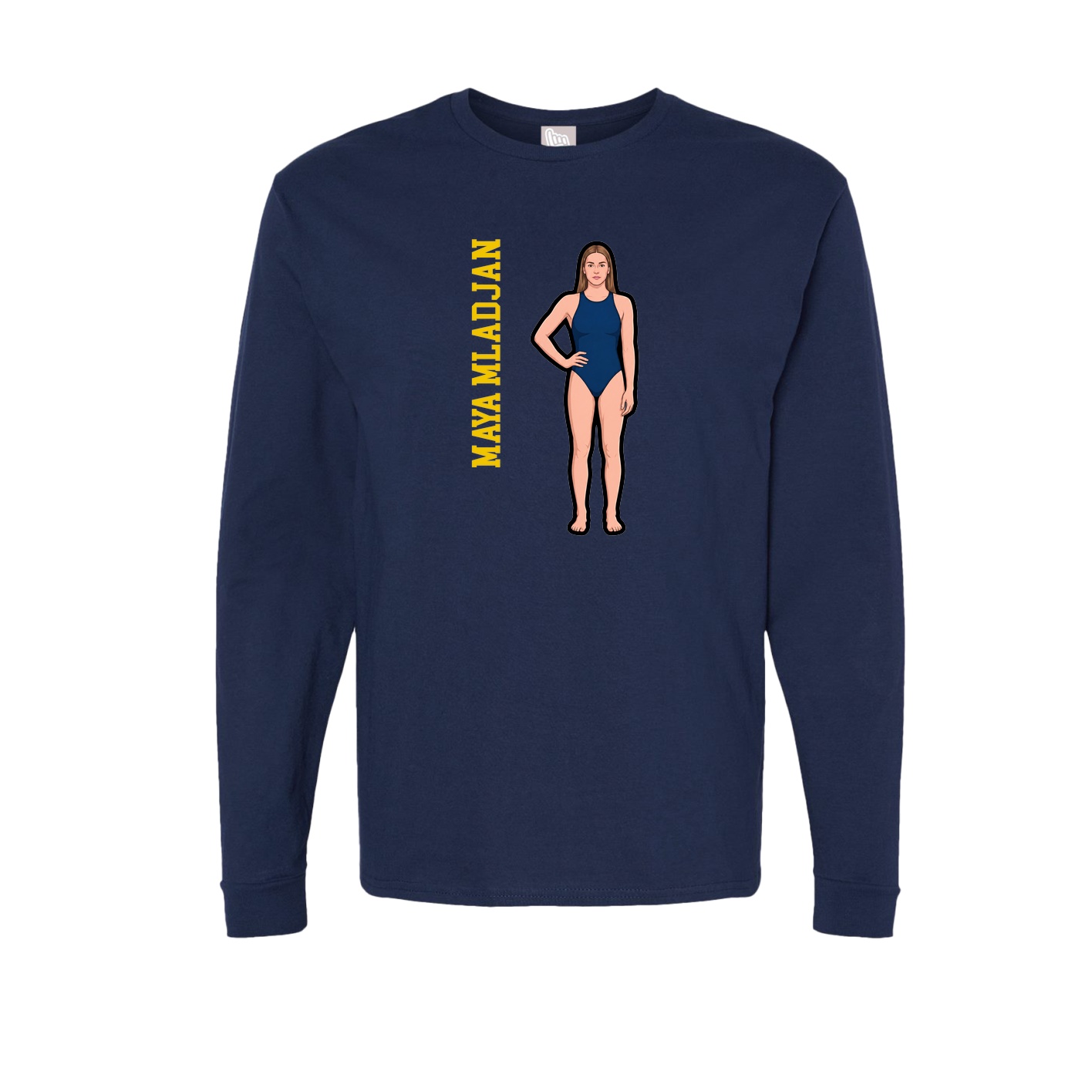 Long Sleeve Tee — Name Vertical in Navy
