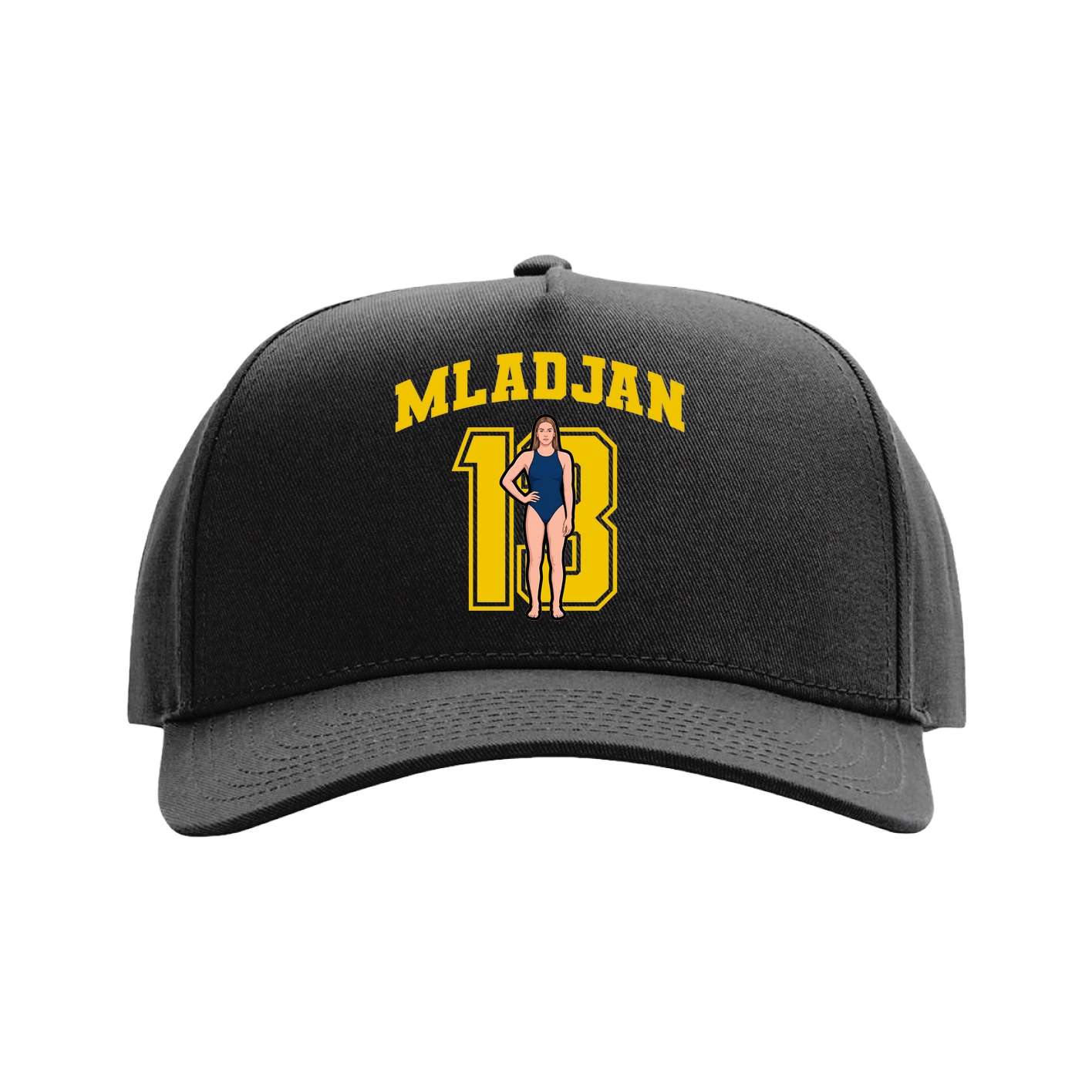 Full Fabric Five-Panel Champ Cap — Number in Black