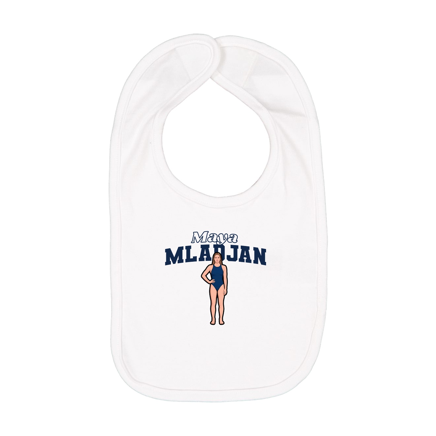 Infant Bib — Name Arch in White
