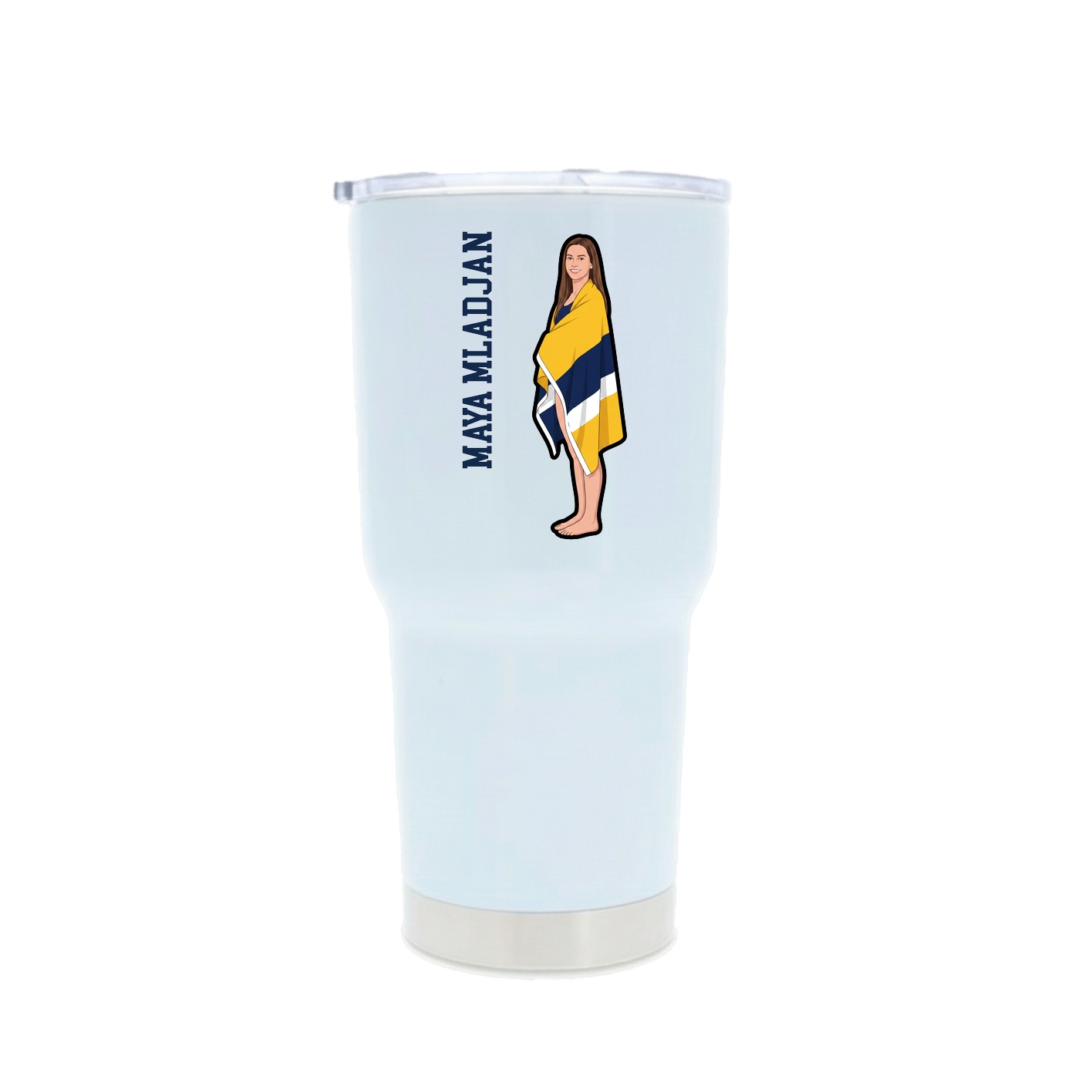 30oz Stainless Steel Tumbler — Name Vertical in White