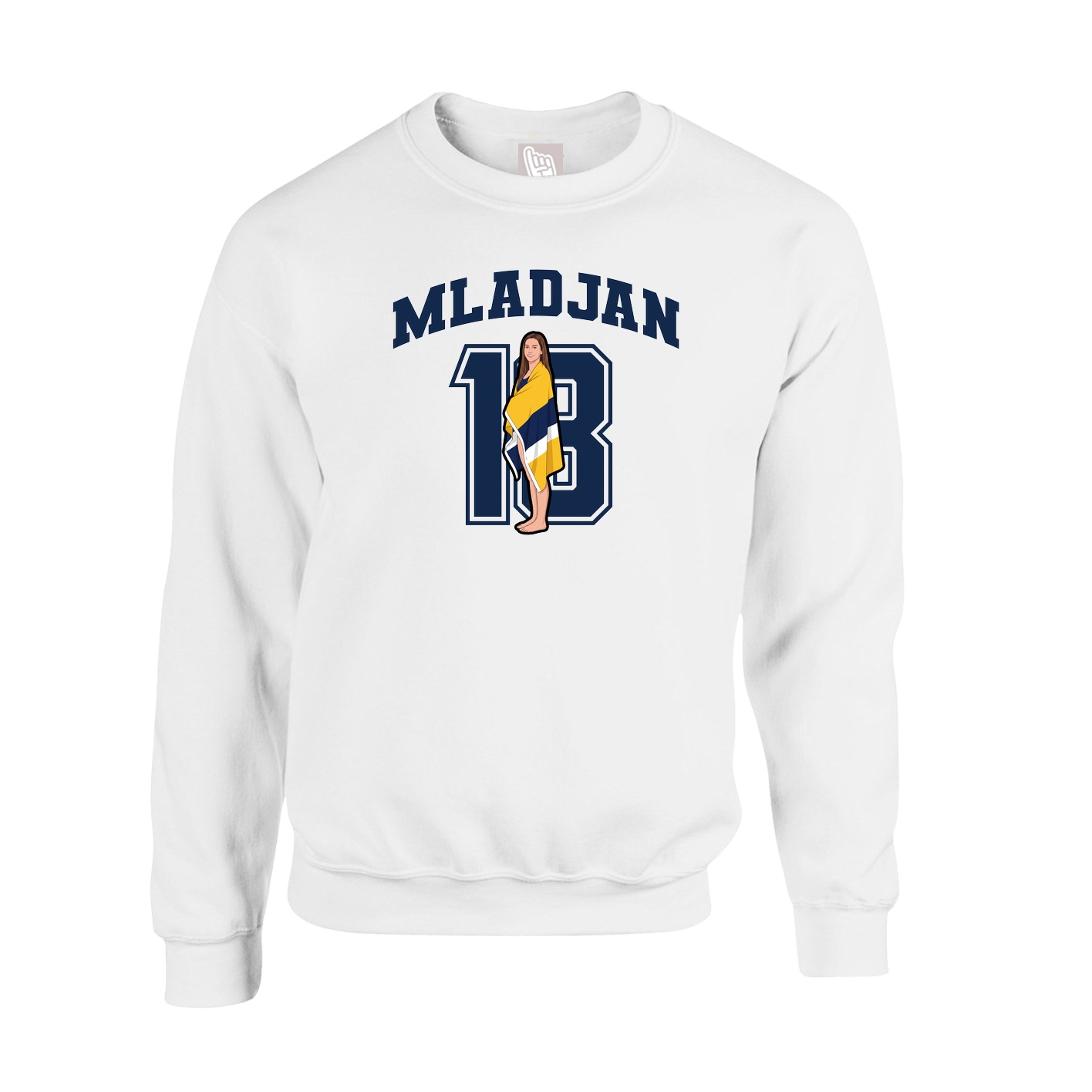 Fleece Crew — Number in White