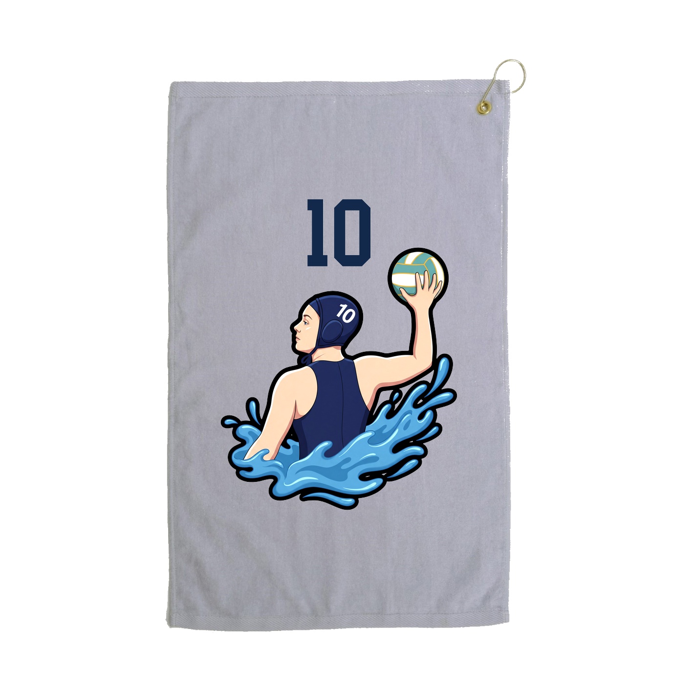 Golf Towel — Number Top in Grey
