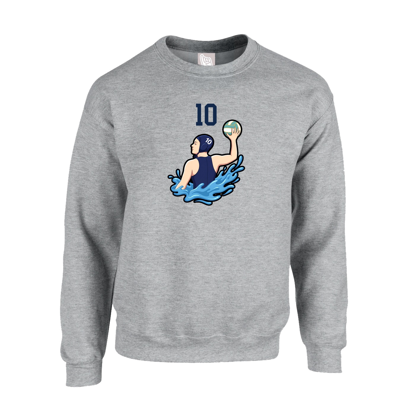 Fleece Crew — Number Top in Grey