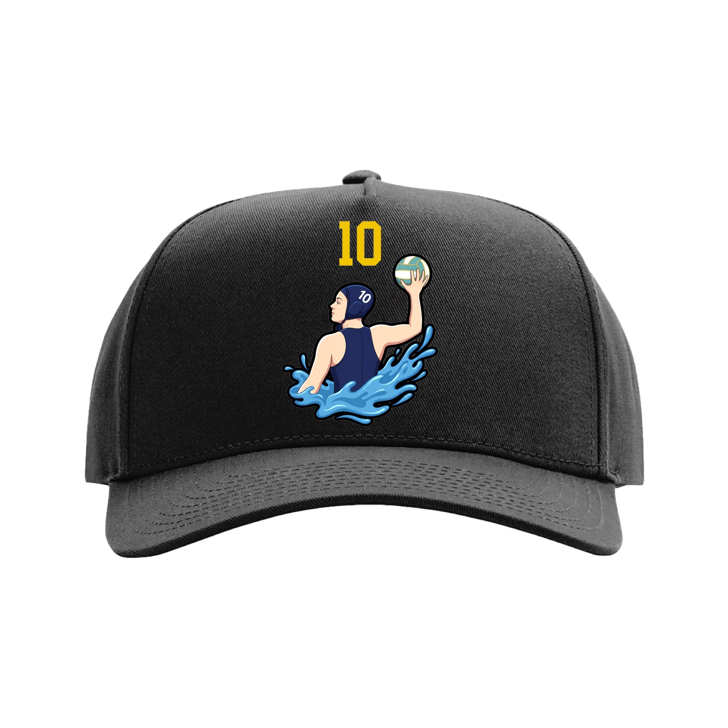 Full Fabric Five-Panel Champ Cap — Number Top in Black