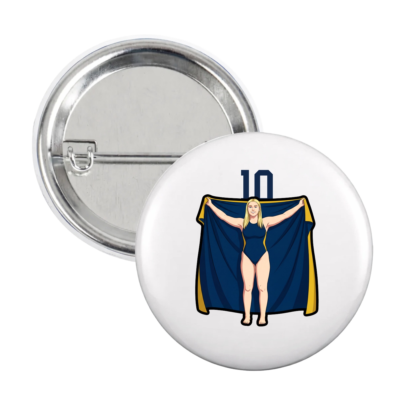 Game Day Button — Number Top in White