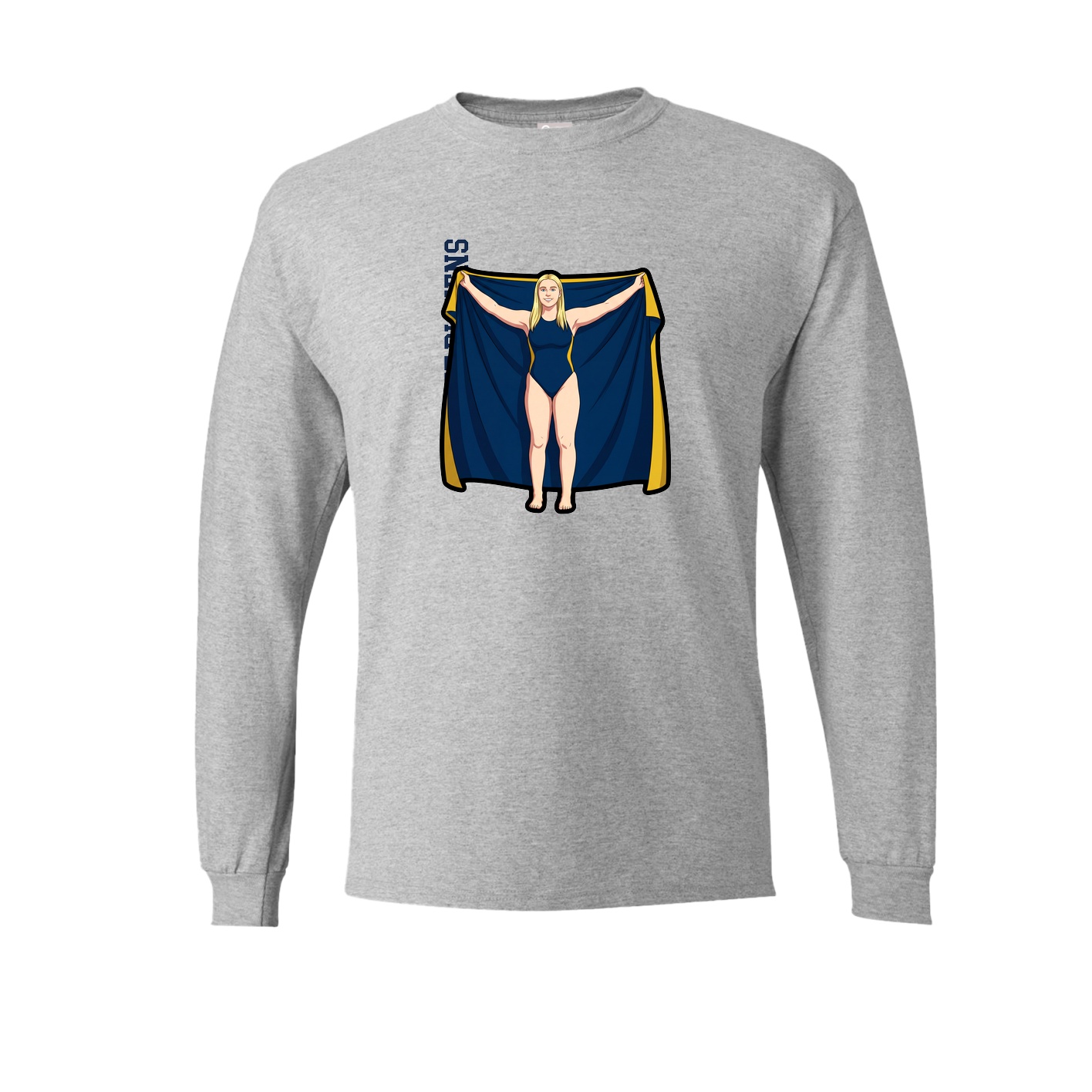 Long Sleeve Tee — Name Vertical in Grey