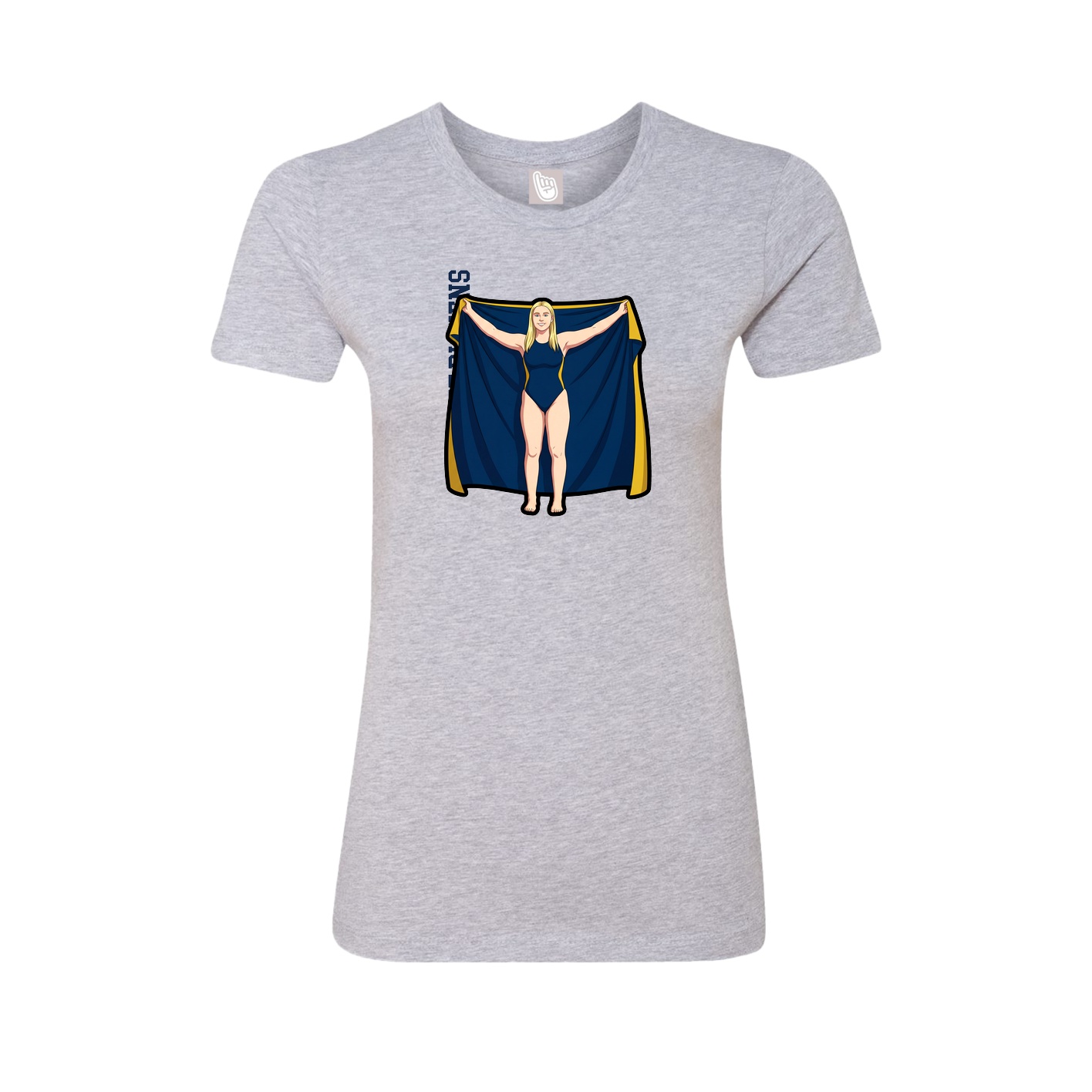 Fitted Women's Tee — Name Vertical in Grey