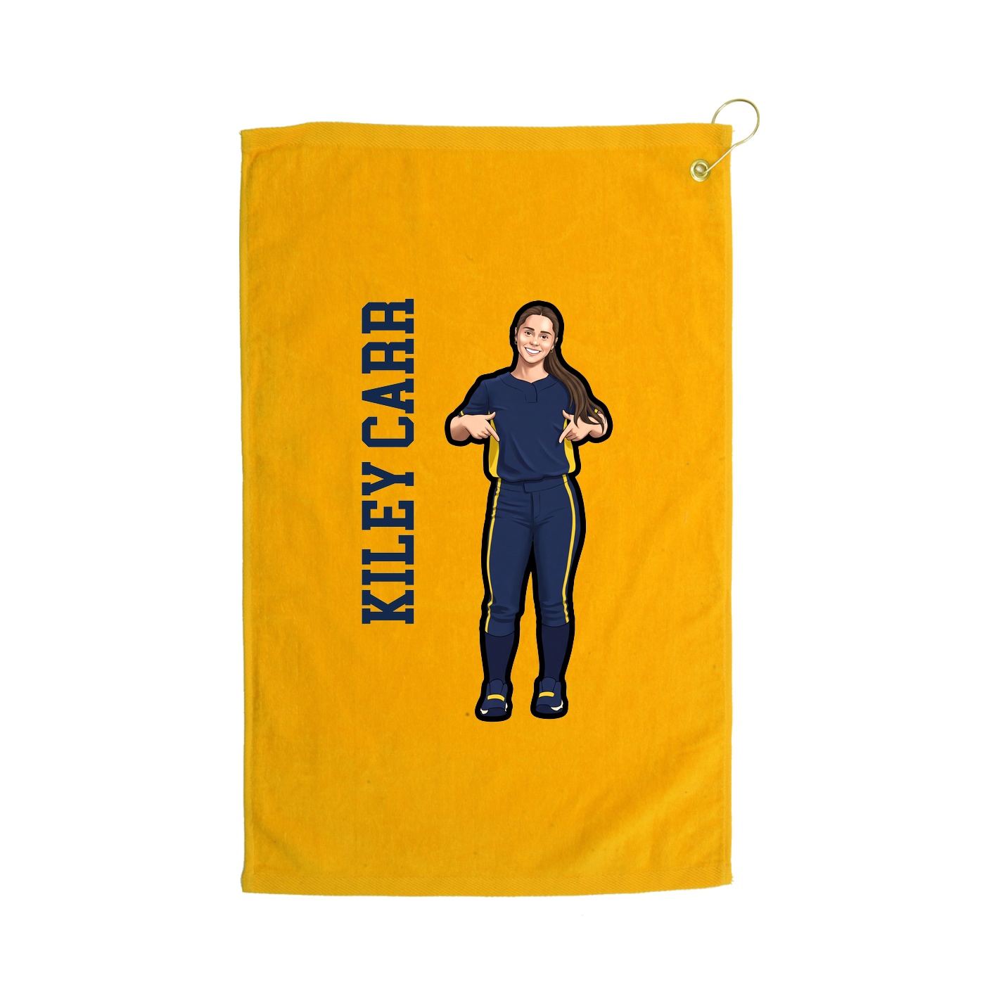 Golf Towel — Name Vertical in Gold