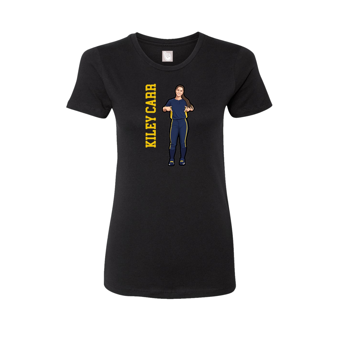 Fitted Women's Tee — Name Vertical in Black