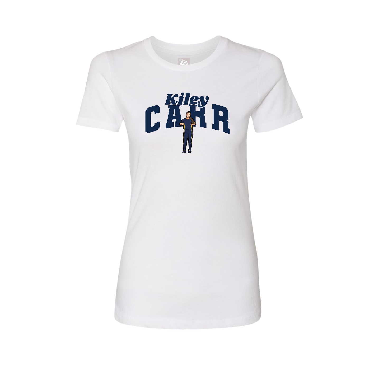 Fitted Women's Tee — Signature Arch in White