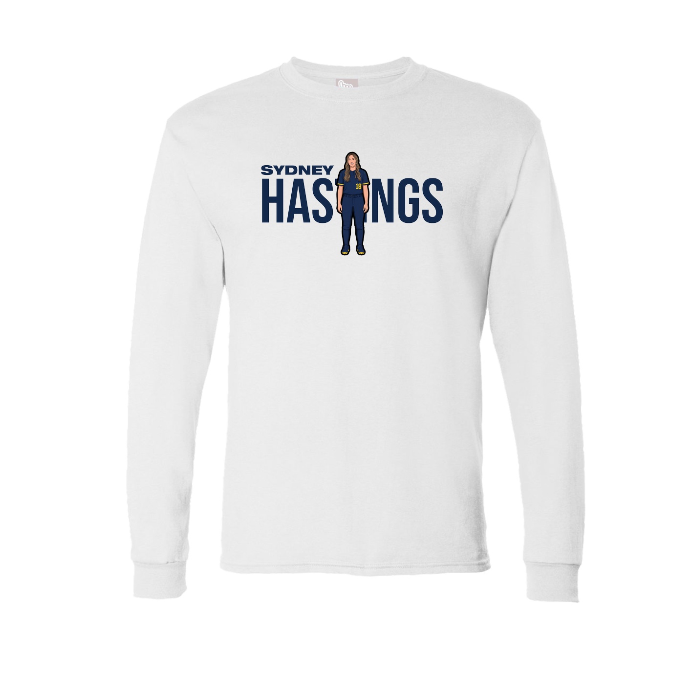 Long Sleeve Tee — Player Name in White