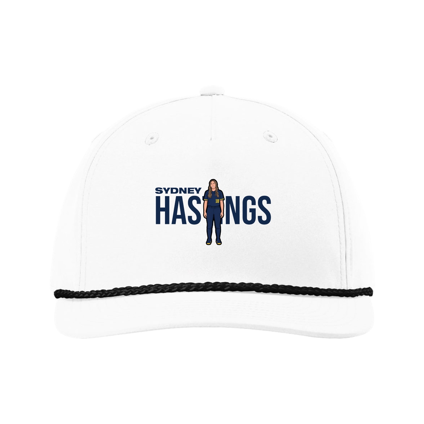 Five-Panel Classic Rope Cap — Player Name in White