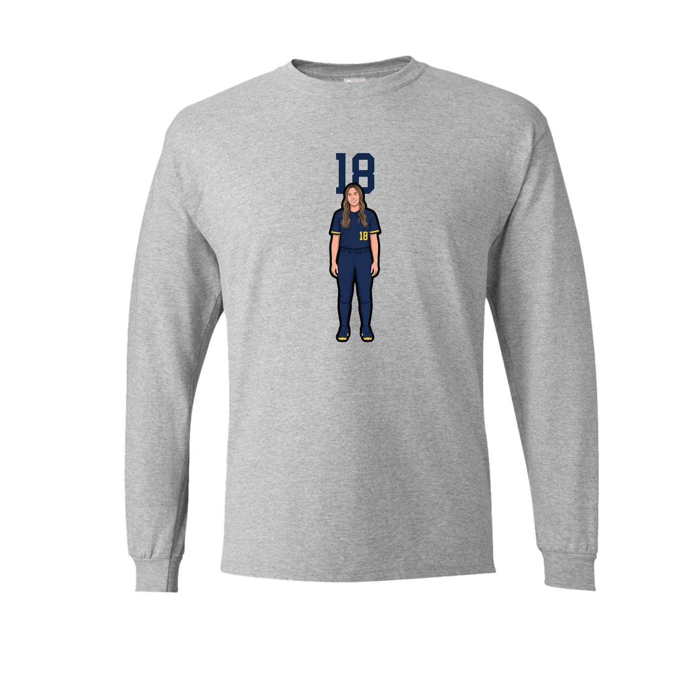 Long Sleeve Tee — Number Top in Grey