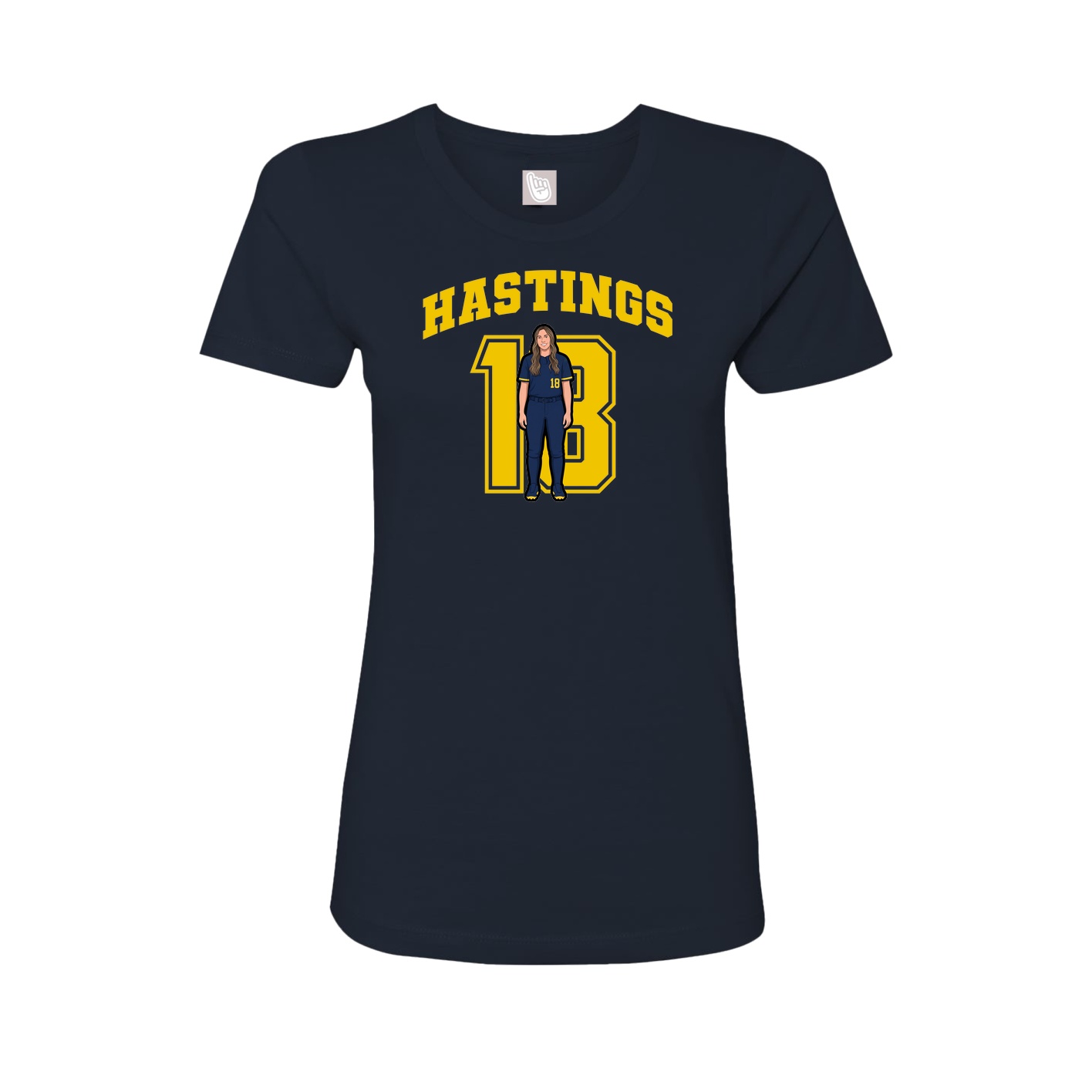 Fitted Women's Tee — Number in Navy