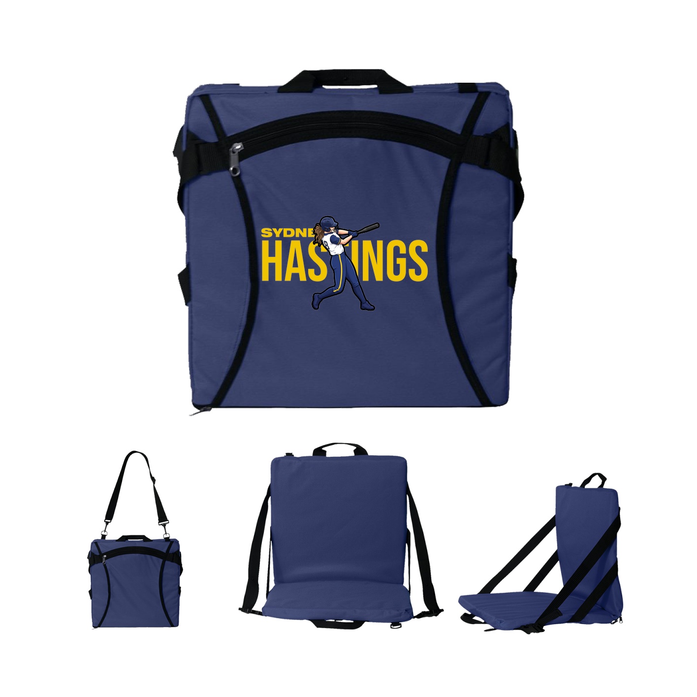 Folding Stadium Seat — Player Name in Navy