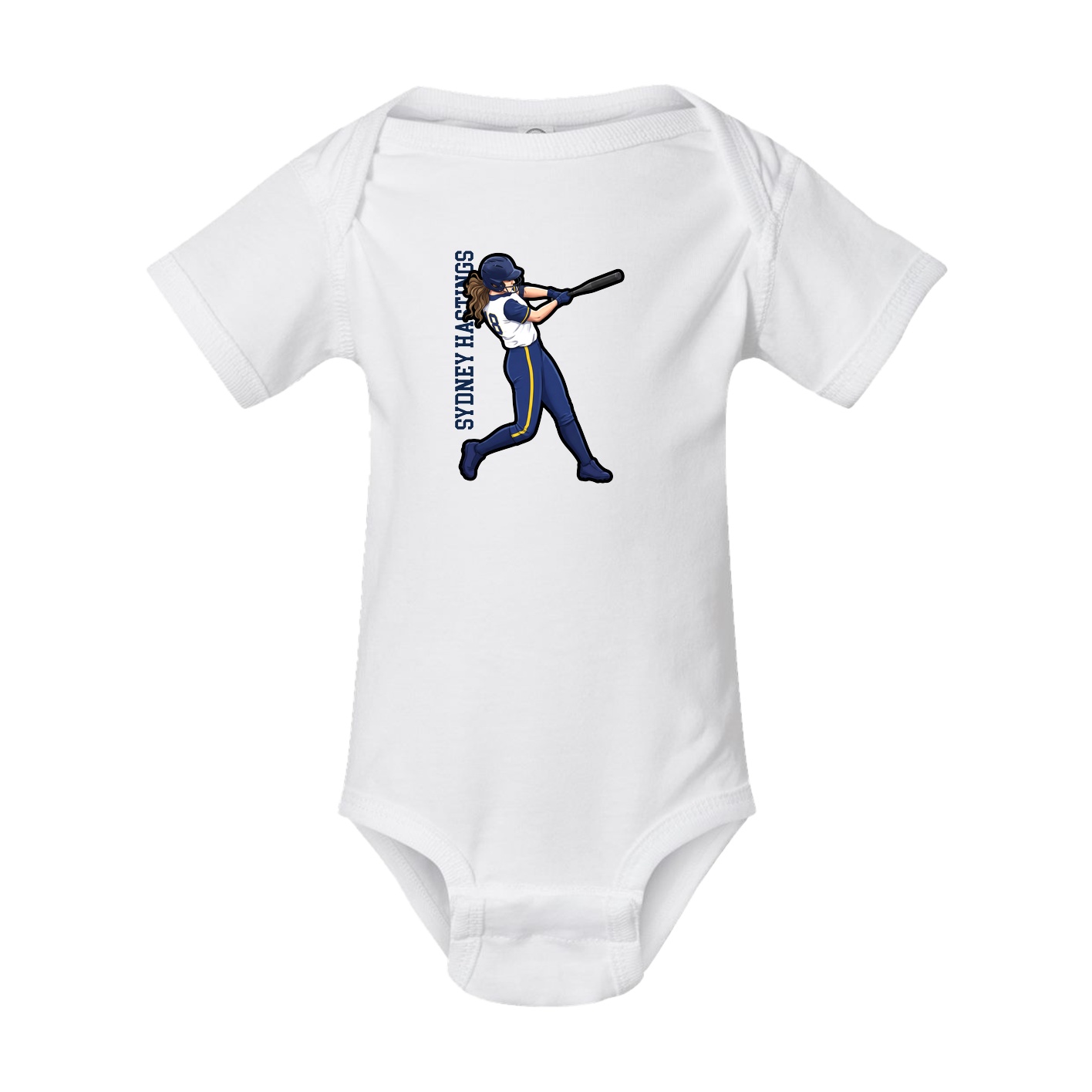 Baby Onesie — Name Vertical in White