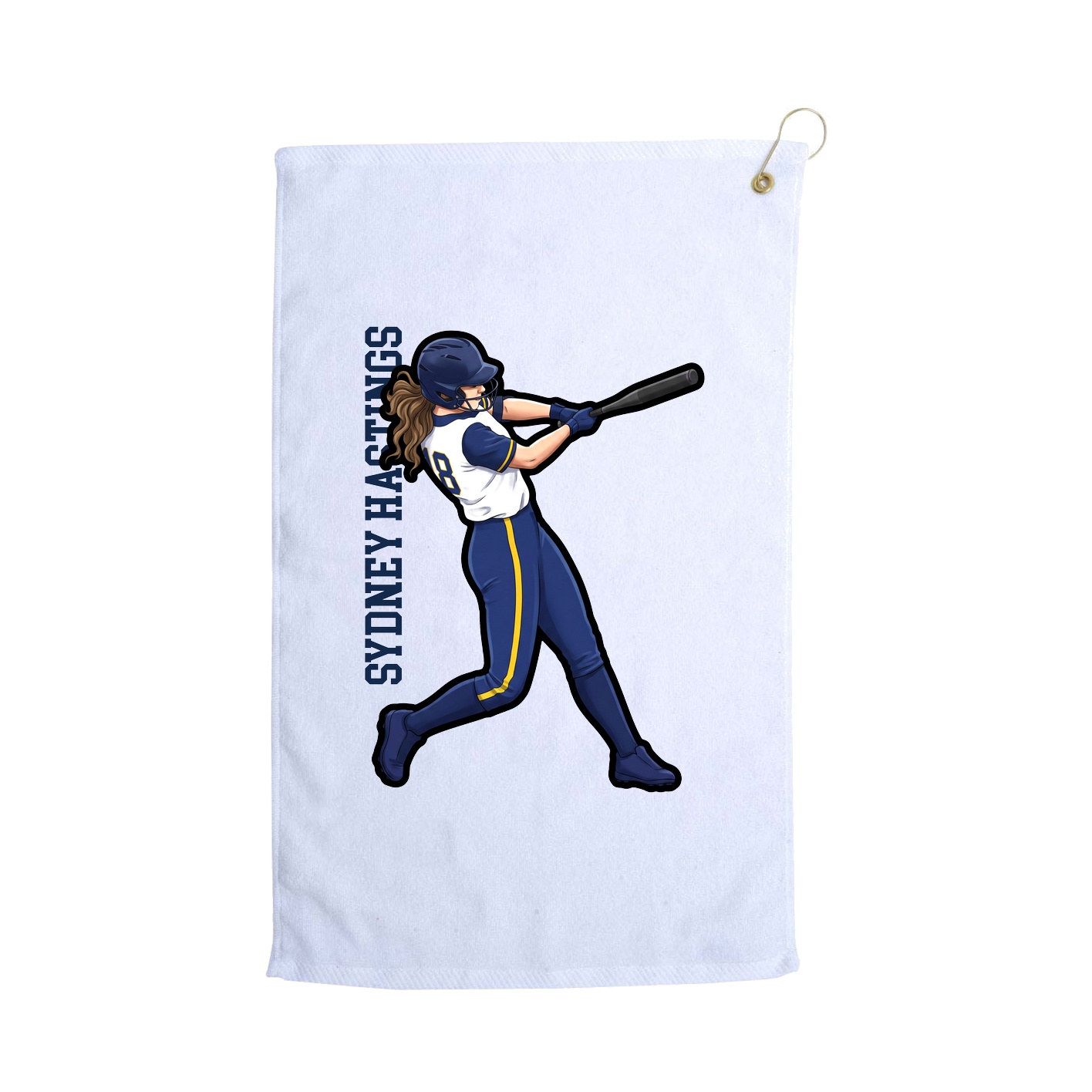 Golf Towel — Name Vertical in White