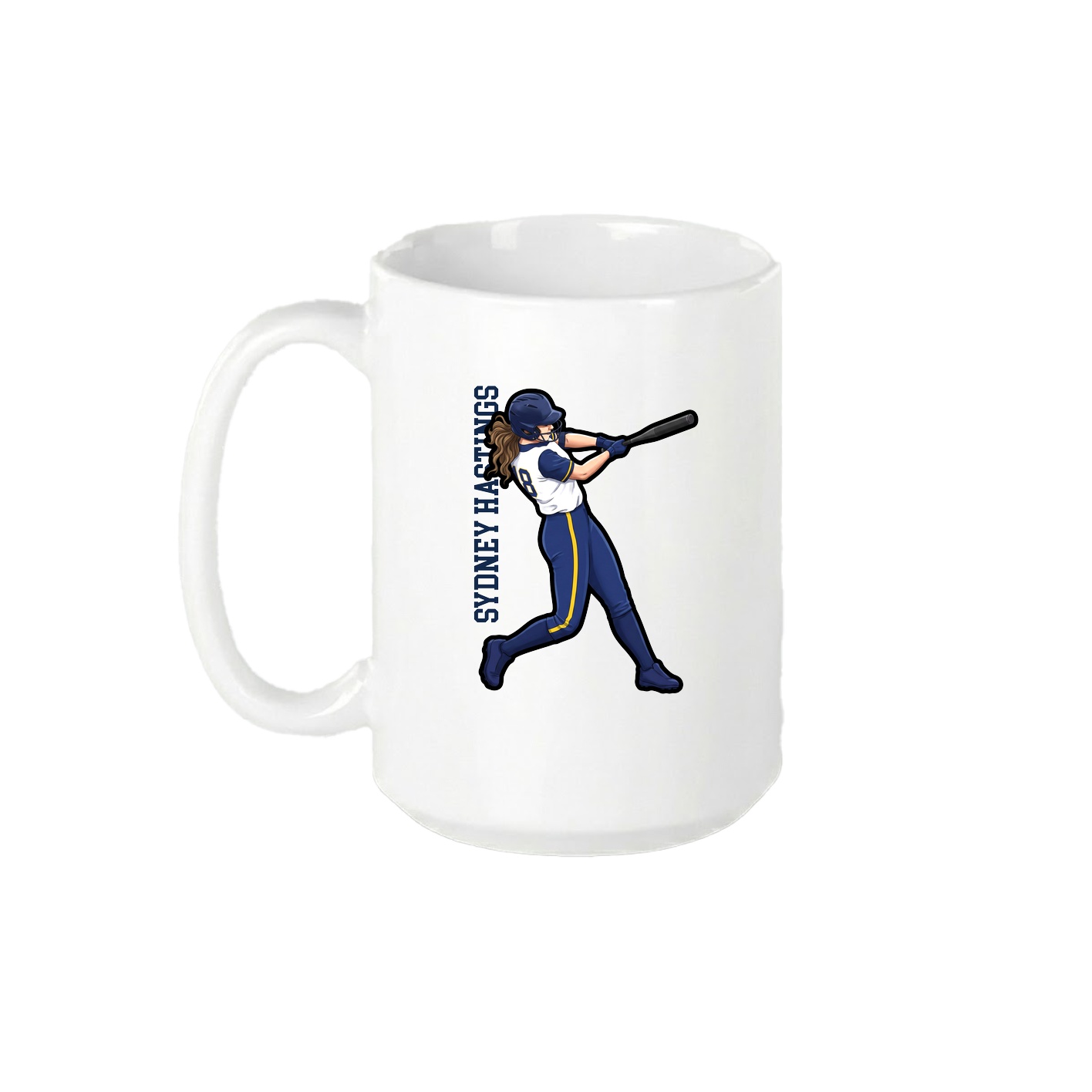 15oz Coffee Mug — Name Vertical in White