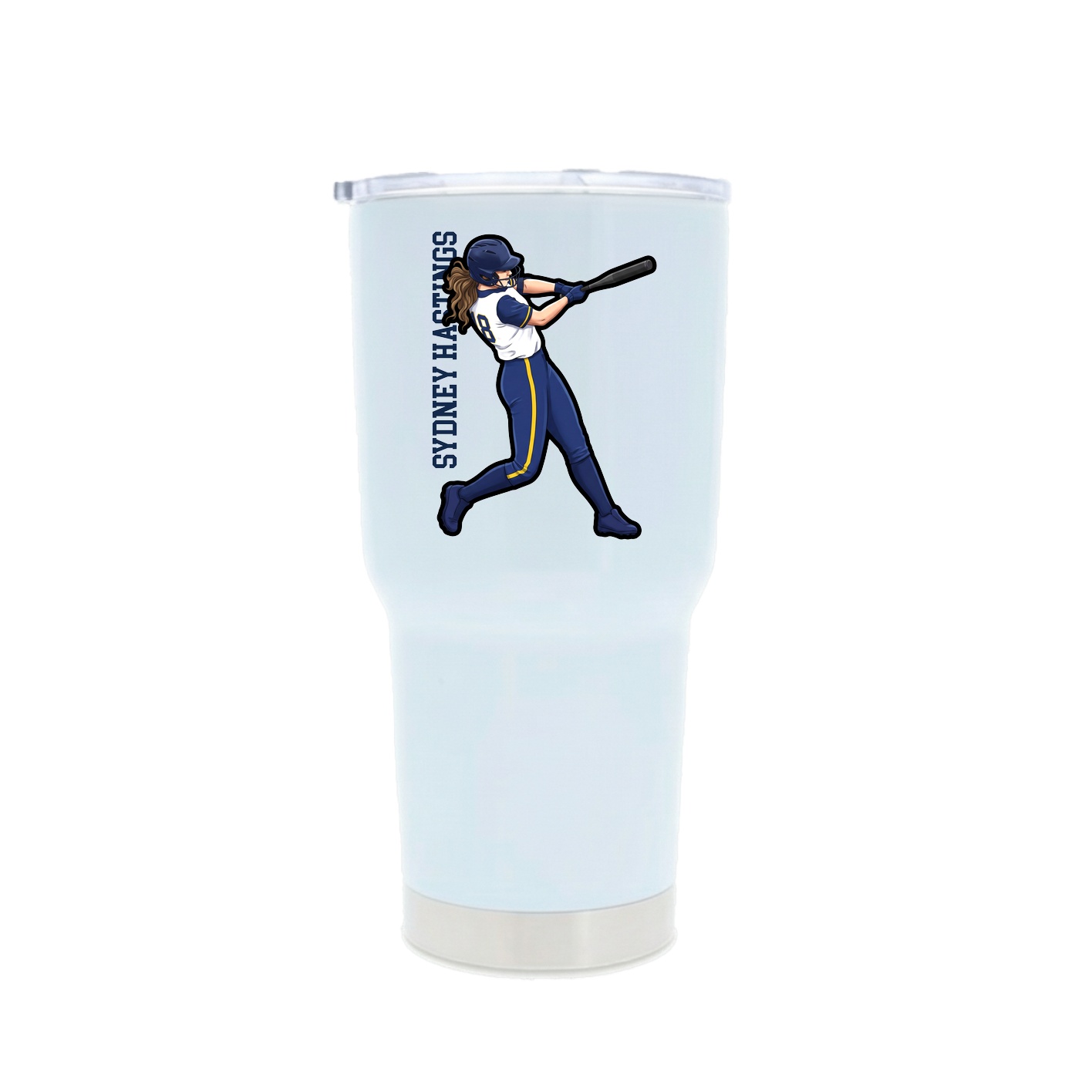 30oz Stainless Steel Tumbler — Name Vertical in White