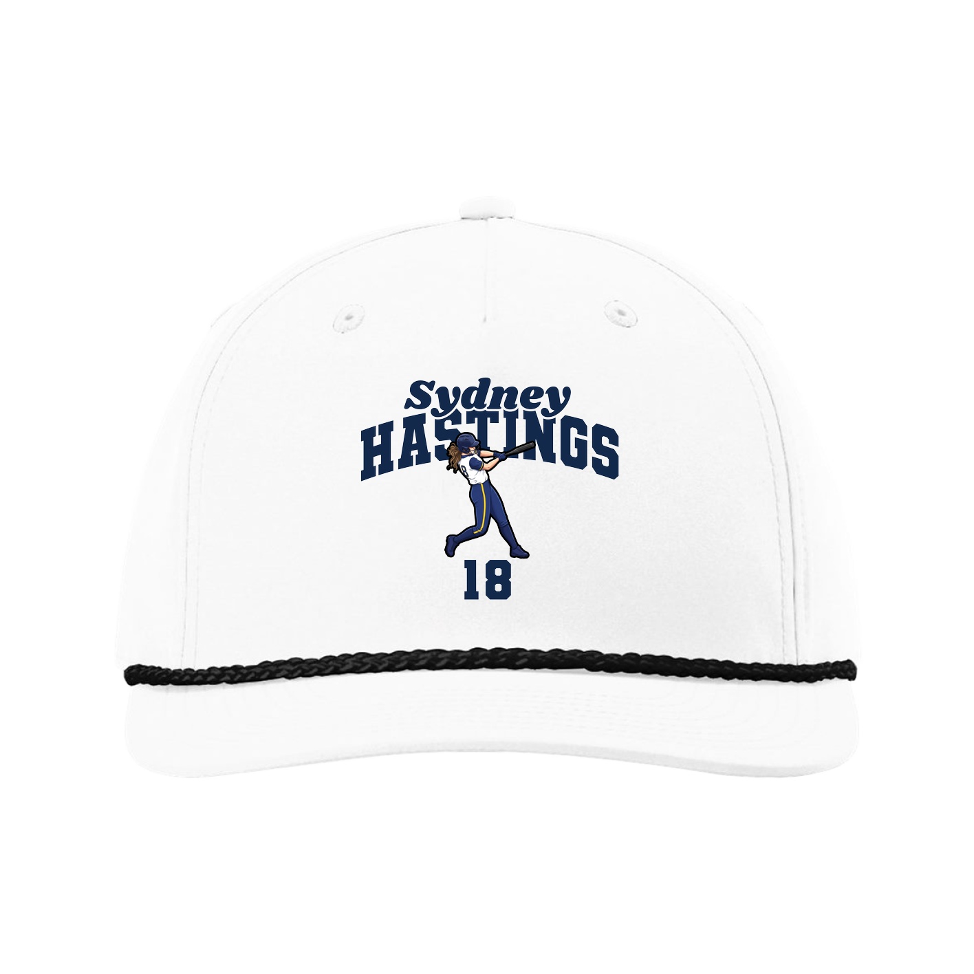 Five-Panel Classic Rope Cap — Signature Arch in White