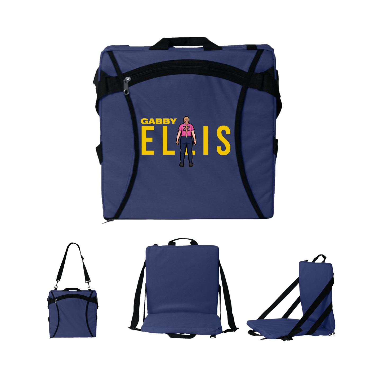 Folding Stadium Seat — Player Name in Navy