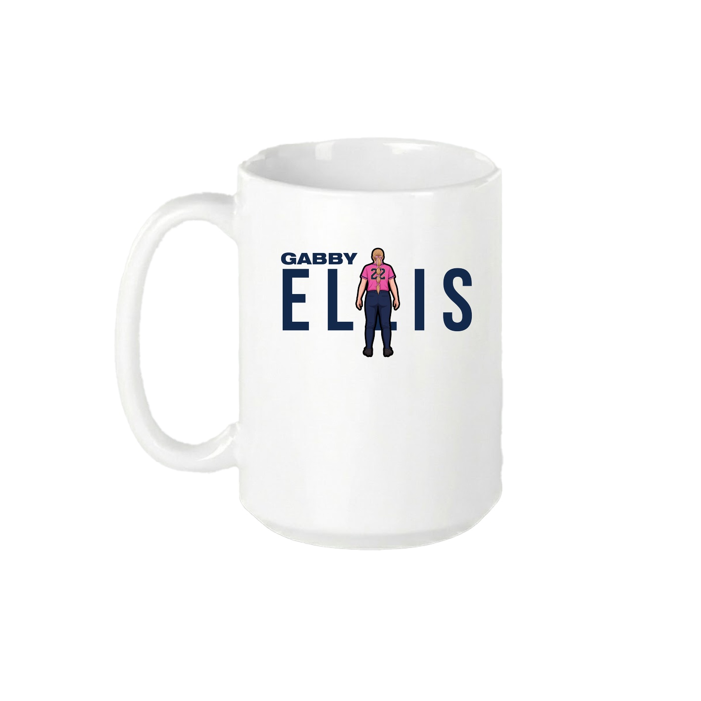 15oz Coffee Mug — Player Name in White