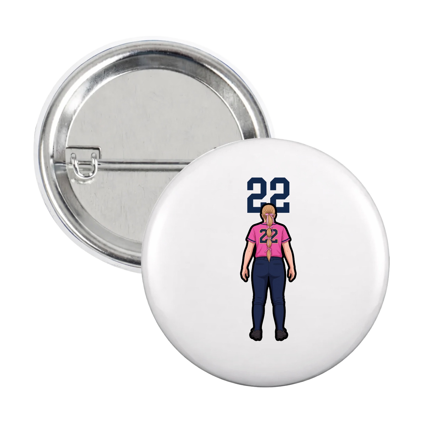 Game Day Button — Number Top in White