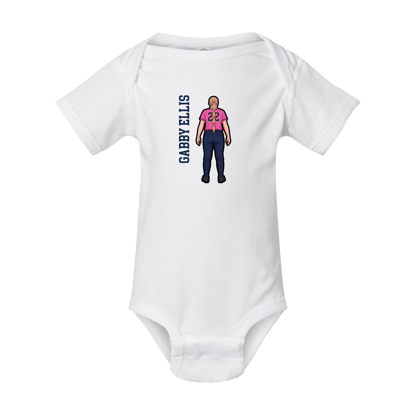 Baby Onesie — Name Vertical in White