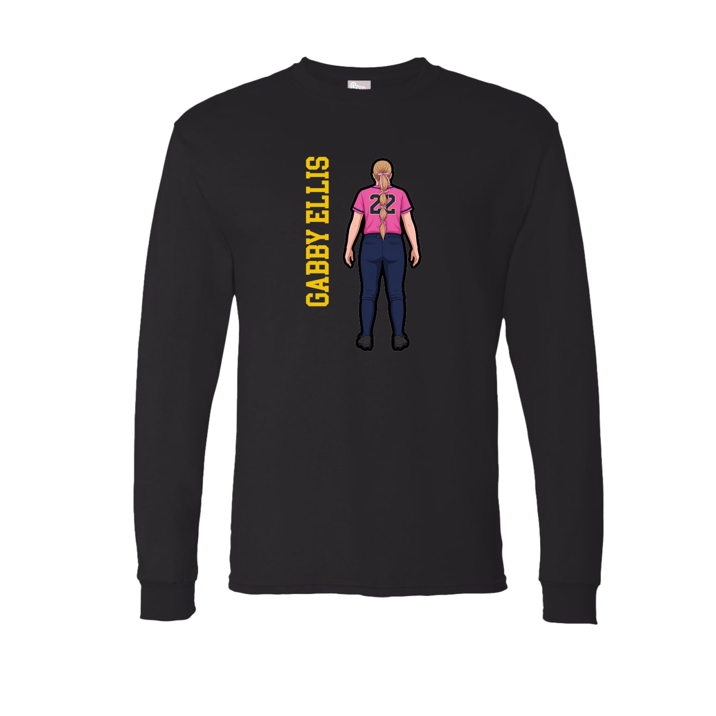 Long Sleeve Tee — Name Vertical in Black