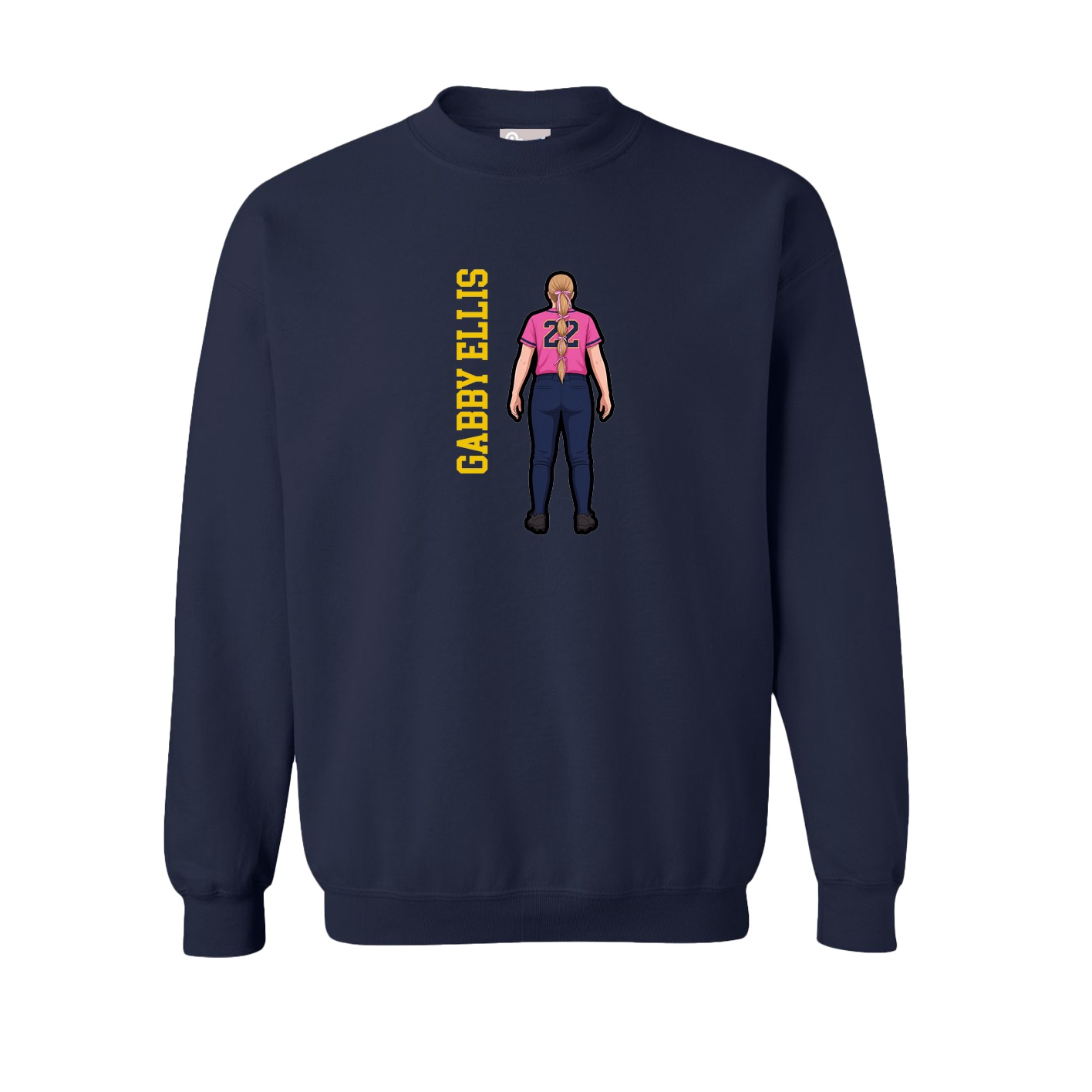 Fleece Crew — Name Vertical in Navy
