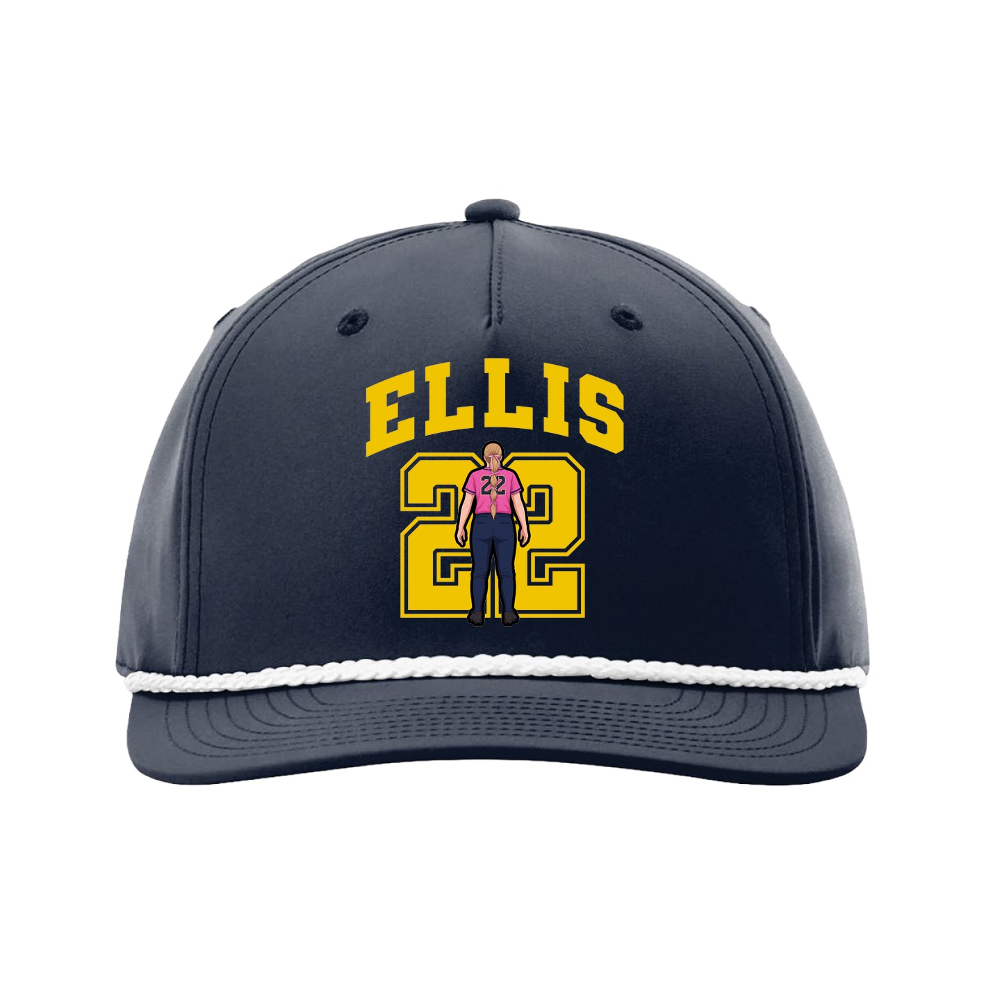 Five-Panel Classic Rope Cap — Number in Navy