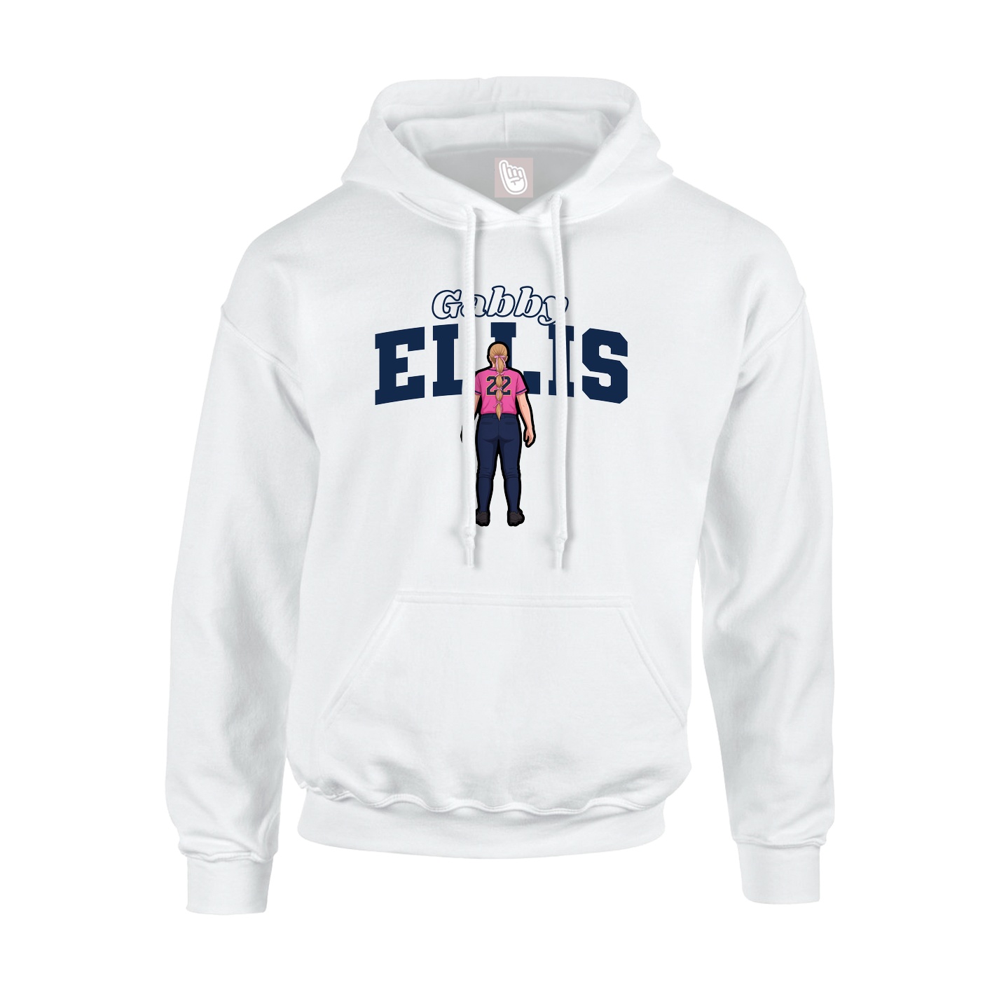 Youth Hoodie — Name Arch in White